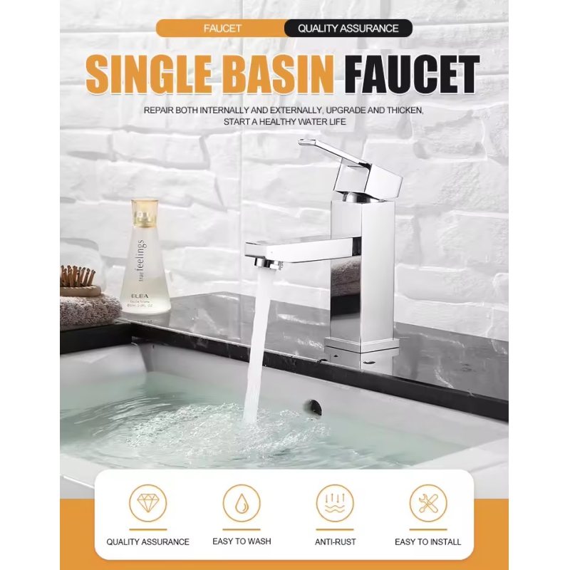 Factory supplier modern bathroom sink tap deck mounted single cold water wash handd square basin faucet